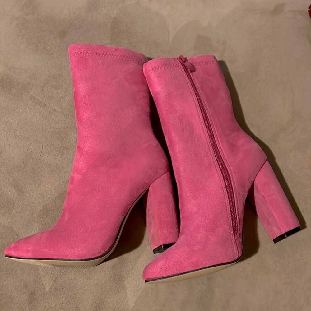 Felt, heeled boots